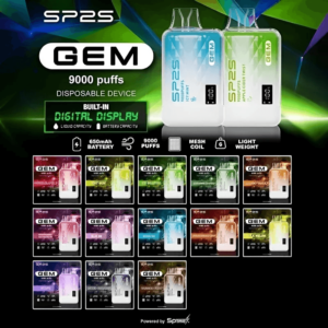 SP2S GEM 9000口拋棄式電子煙 | 智能顯示屏 | 12ml大容量設計 | 台灣現貨速發
